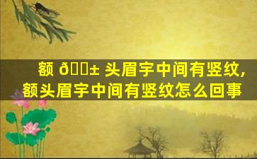 额 🐱 头眉宇中间有竖纹,额头眉宇中间有竖纹怎么回事
